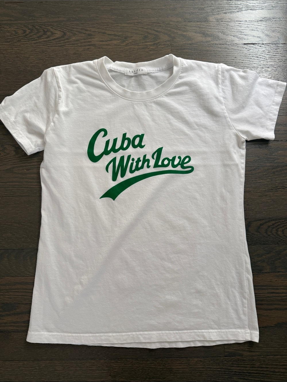Sandro Cuba With Love Graphic Tee - White with Green Print